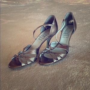 Silver strappy pumps